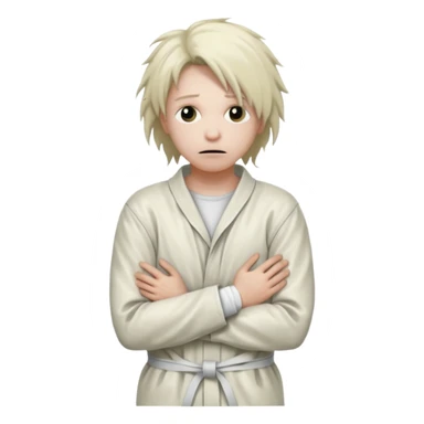 Пациент психиатрической больницы в смирительной рубашке, руки связаны за спиной sticker