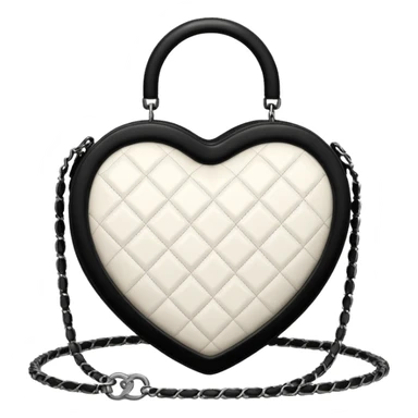 chanel white and black heart shape bag sticker
