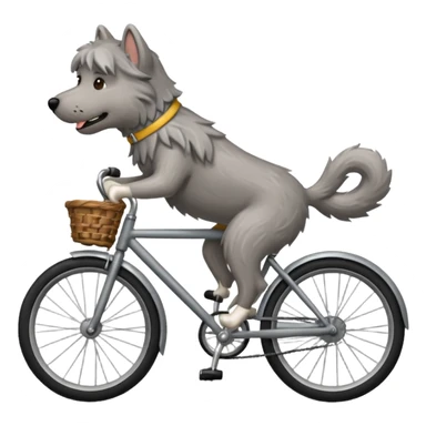 Gray shaggy dog on a bike sticker