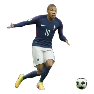 Kylian Mbappé jouant au foot avec l'équipe de France sticker
