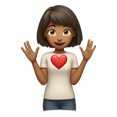 girl making love heart with hands sticker