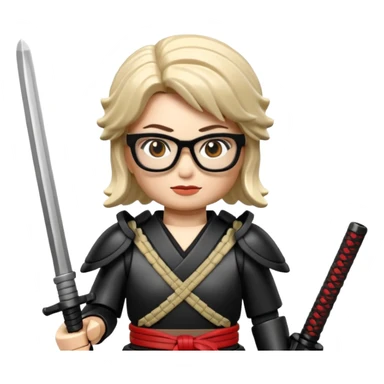 lego Samurai with glasses, Warrior in samurai armor, female, with katana sticker