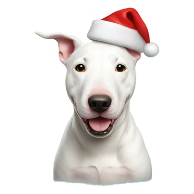 White Bull terrier with Santa hat sticker
