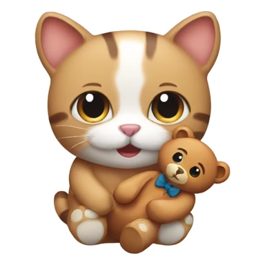  cat holding BEAR toy sticker