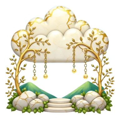White and glittery gold with marble stones, vines, divine, heavenly, spiritual, pure, glowing, cute clouds, sunshine, sparkly, beautiful, elegant, luxurious, pretty, aesthetic scenery scene picture   sticker