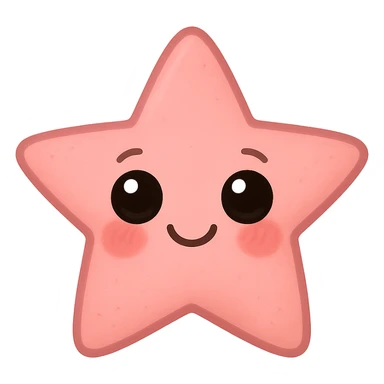 a new cute pink emoji, star-shaped, big eyes, smiling, blushing cheeks sticker