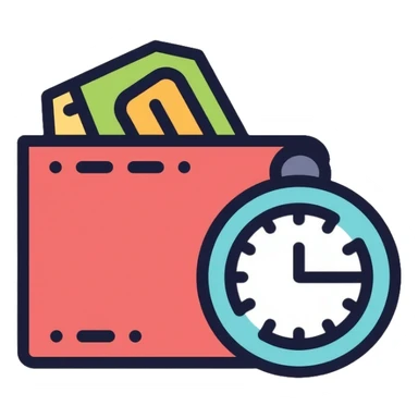 wallet next to a clock sticker