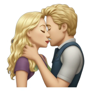 kiss on mouth and cuddle white women and white man sticker