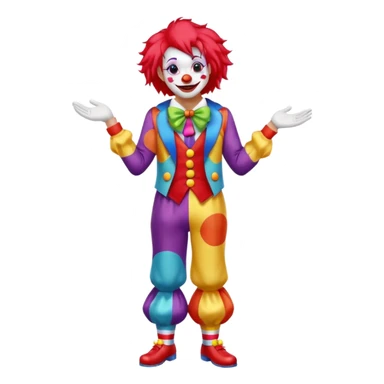 Clown – Bright makeup, red nose, colorful wig, exaggerated smile, full body sticker