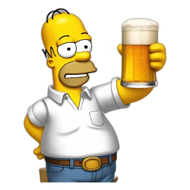 Homer Simpson qui boit une bière avec mario sticker