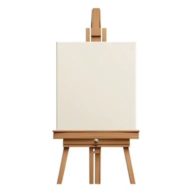 Cinematic Realistic image of a pristine canvas mounted on a sturdy wooden easel, with the canvas’ smooth surface and the easel’s detailed grain rendered in soft natural light, evoking a quiet moment of creative anticipation sticker