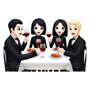 goth artists enjoying wine Party at a french Parisian SPAM meat cafe LANDSCAPE  sticker