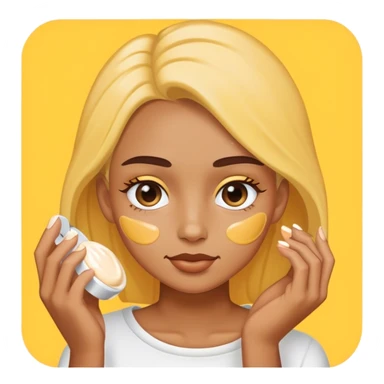 yellow girl applying cream on face sticker