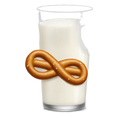 A glass of milk with a pretzel sticker
