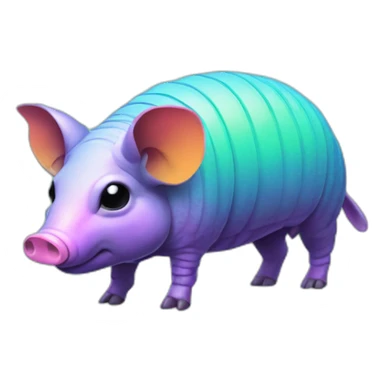 Vaporwave spotted cyan purple green orange gradient pig armadillo cow centipede insect sticker
