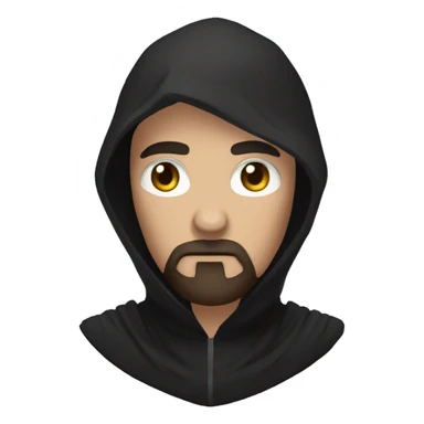 bald human rogue with brown beard and black hood sad sticker