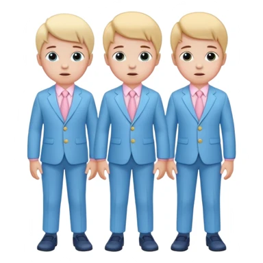 triplet toddlers with two girls in pastel pink clothes on each side and a boy in pastel blue suit in the middle sticker