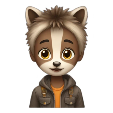 little boy on a raccoon sticker