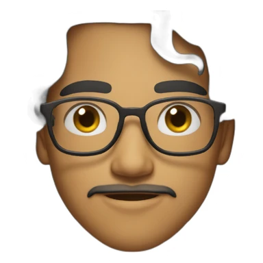 Indian teenager, with light moustache and a goatee, with long wavy black hair,jawline, wearing glasses sticker