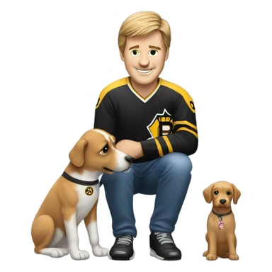 Bobby Orr petting a dog sticker