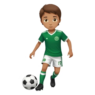 Brown hair 6 years old boy footballer running playing soccer wearing celtic uniform ( jersey) # 17 in the jersey !  sticker