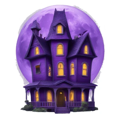 Purple Haunted House Moon sticker