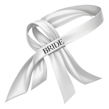 White diagonal sash with word bride on it sticker