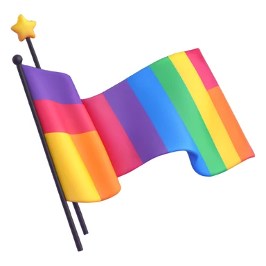 3D emoji style pride flag waving with bright colors sticker