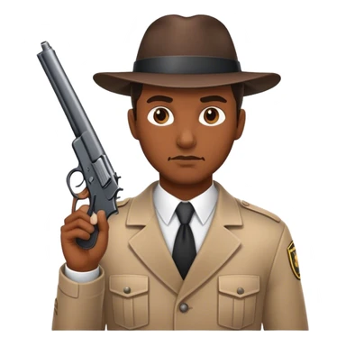 A emoji of a investigator man with a gun sticker
