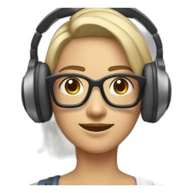 Uma mulher com cara de Deboche loira usando headset sticker