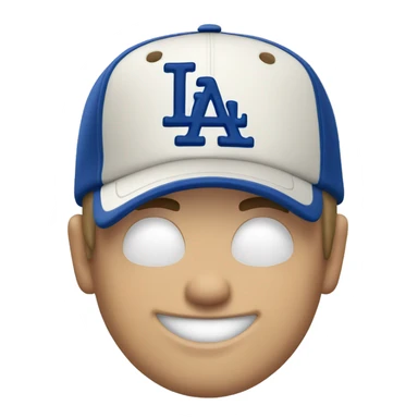 White guy wearing a Los Angeles Dodgers hat sticker
