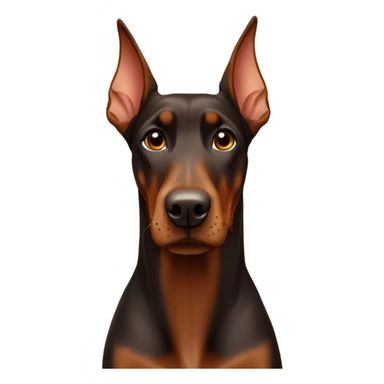 Brown Doberman without cropped ears looking forward and happy  sticker