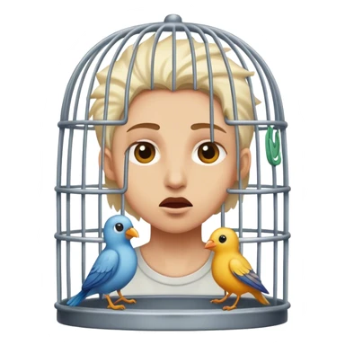 a like bird human  trapped in a cage sticker