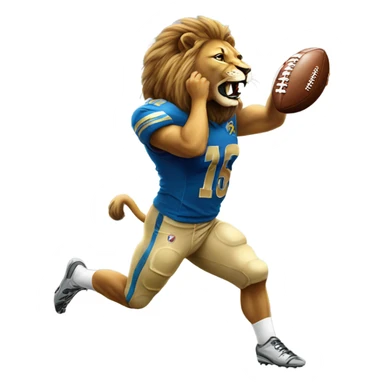 Lion catching a football sticker