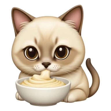 The Siamese cat is eating sticker
