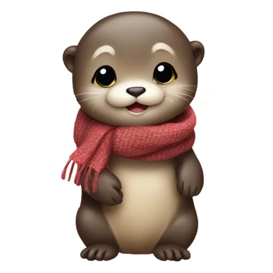 Cute baby otter. Wearing scarf. Full body.  sticker