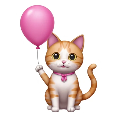 Cat with pink balloon sticker