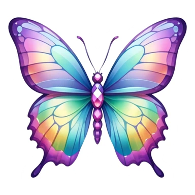 Pastel iridescent rainbow crystal butterfly sticker