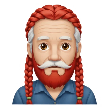 very old, white bearded and white mustached, red long haired, braided, wearing ear accessories sticker