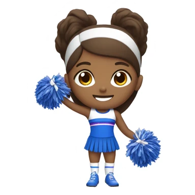 Brown cheerleader with blue and purple sticker