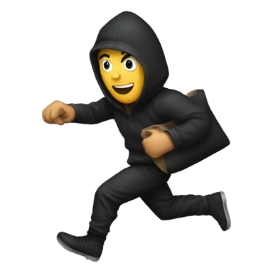 robber running to the left holding a black sack sticker