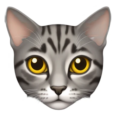 gray tortoiseshell tabby cat with arrows on the eyes. Yellow eyes sticker