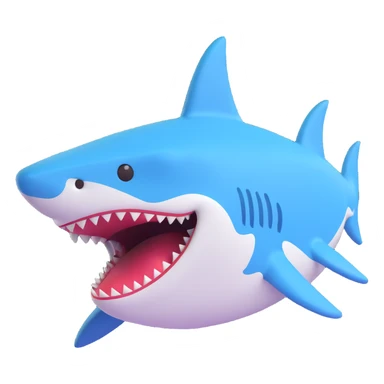 A 3D Microsoft-style shark emoji, detailed and colorful sticker