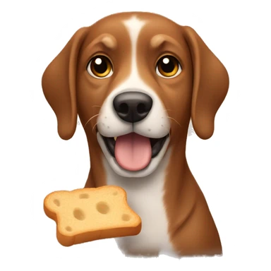 Brown dog eating bread sticker