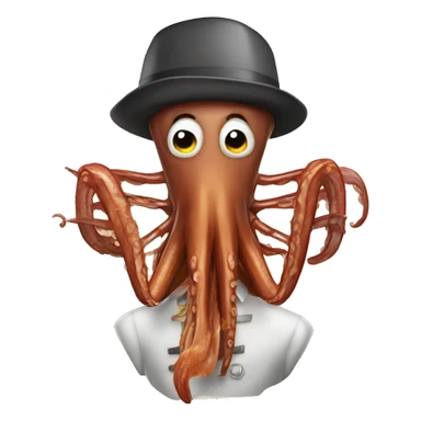 A squid eating bbq ribs sticker