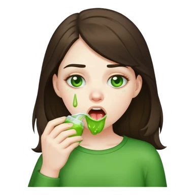 Brunette girl puking green sticker