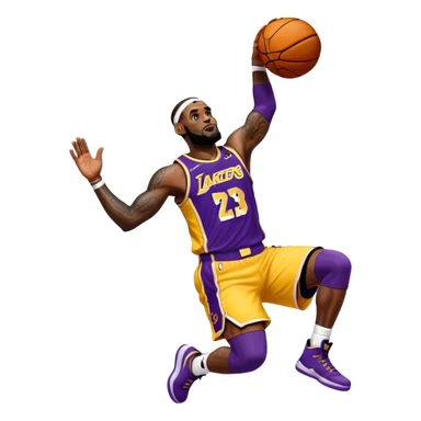 LeBron James basketball player in Lakers jersey dunking sticker