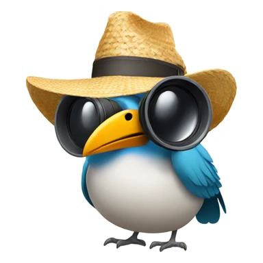 Bird with a straw hat and binoculars sticker