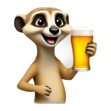 A smiling meerkat with a beer in hand sticker