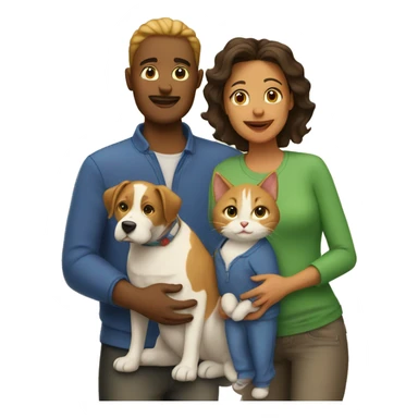 two moms a son a cat and two dogs sticker